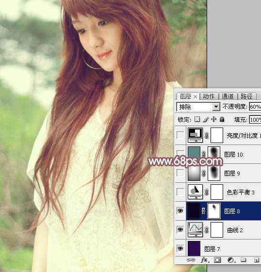 ‘Photoshop将外景美女图片调成清爽的黄褐色‘
