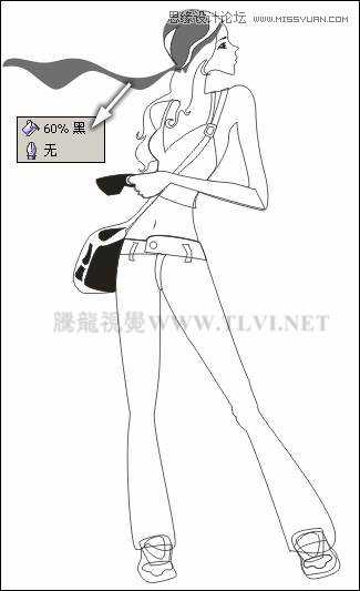 CorelDRAW绘制半调图案背景前的摩登少女,破洛洛
