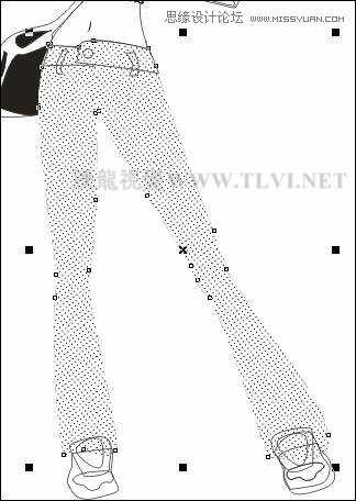 CorelDRAW绘制半调图案背景前的摩登少女,破洛洛