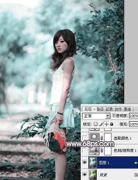 ‘photoshop利用通道替换为外景美女增加韩系中性红灰色‘