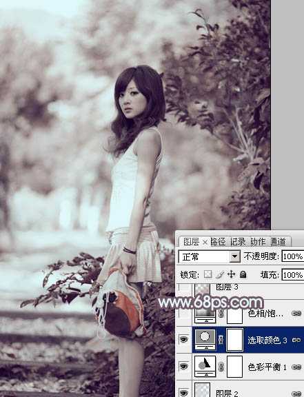 ‘photoshop利用通道替换为外景美女增加韩系中性红灰色‘