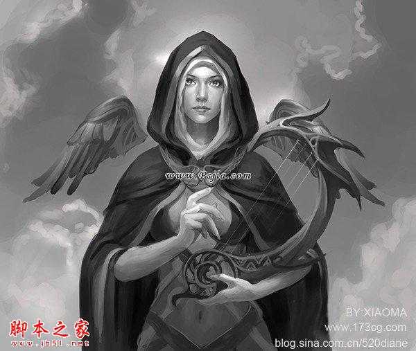 ‘photoshop鼠绘制作站在冰城里的牧师插画‘