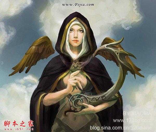 ‘photoshop鼠绘制作站在冰城里的牧师插画‘