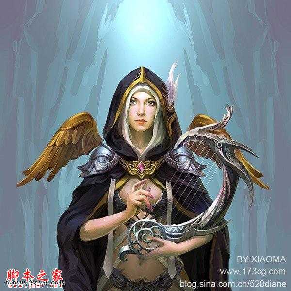 ‘photoshop鼠绘制作站在冰城里的牧师插画‘