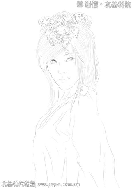 ‘photoshop鼠绘华丽的古典美女插画‘