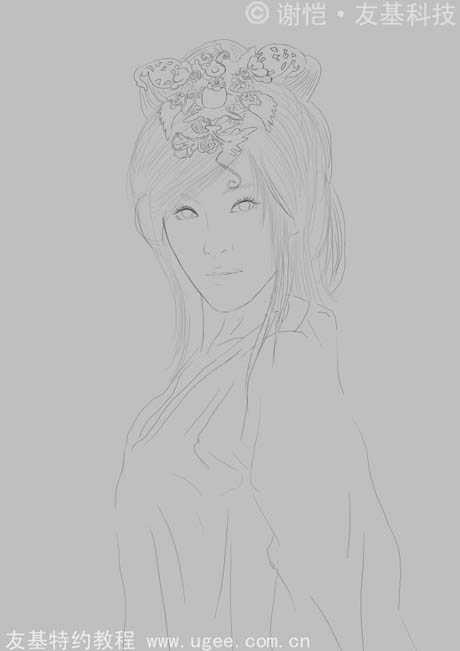 ‘photoshop鼠绘华丽的古典美女插画‘