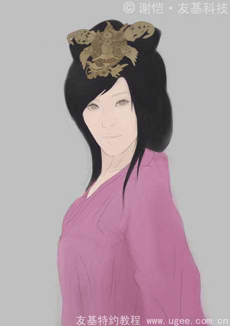 ‘photoshop鼠绘华丽的古典美女插画‘