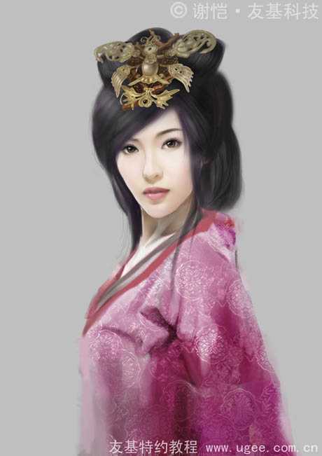 ‘photoshop鼠绘华丽的古典美女插画‘