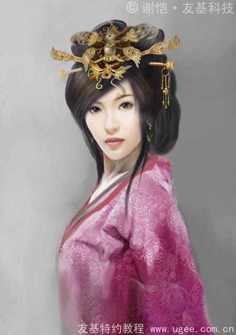 ‘photoshop鼠绘华丽的古典美女插画‘