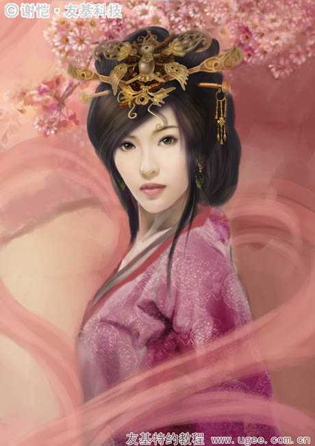 ‘photoshop鼠绘华丽的古典美女插画‘