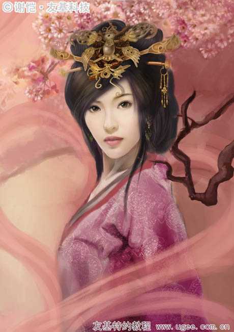 ‘photoshop鼠绘华丽的古典美女插画‘