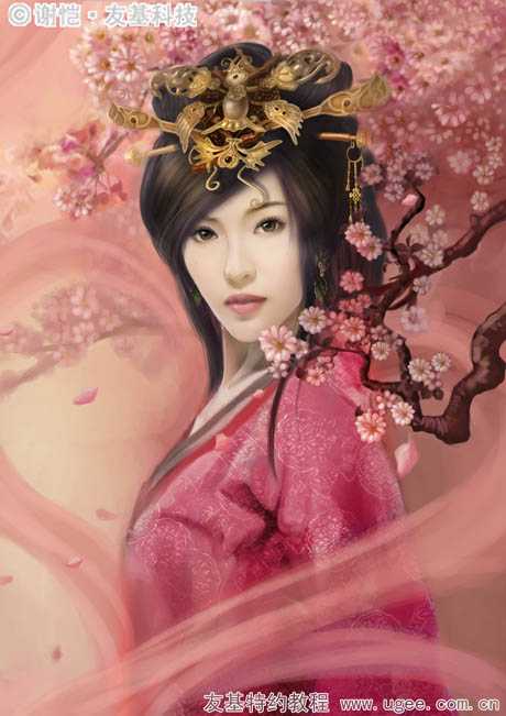‘photoshop鼠绘华丽的古典美女插画‘