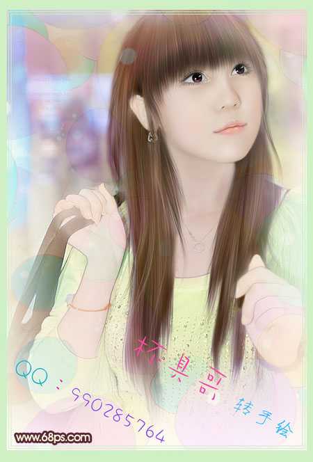 ‘Photoshop将美女图片转为古典淡粉色手绘效果‘