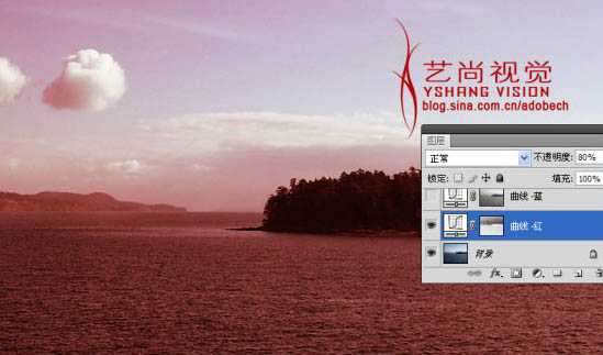 ‘Photoshop调出风景照片经典暗调青红色‘