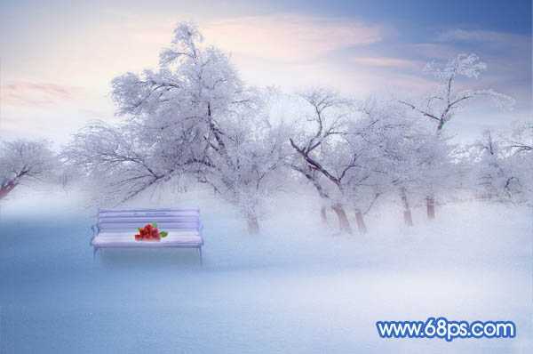 ‘Photoshop将婚片打造出唯美的梦幻冬季雪景效果‘
