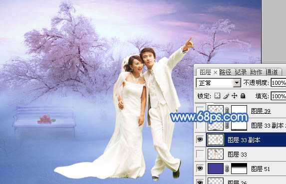 ‘Photoshop将婚片打造出唯美的梦幻冬季雪景效果‘