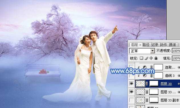 ‘Photoshop将婚片打造出唯美的梦幻冬季雪景效果‘