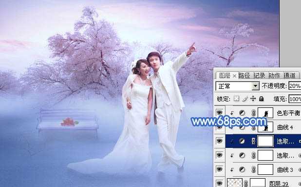 ‘Photoshop将婚片打造出唯美的梦幻冬季雪景效果‘