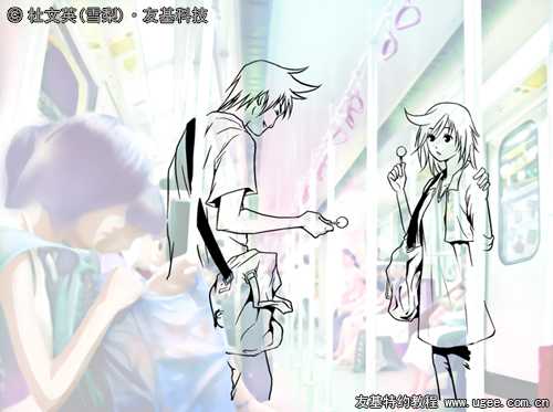 ‘photoshop鼠绘出地铁里烂漫邂逅的漫画人物教程‘