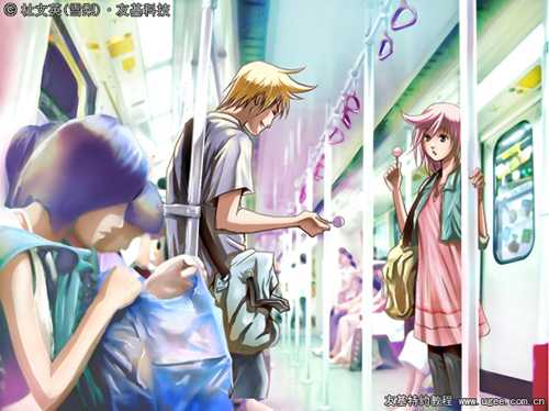 ‘photoshop鼠绘出地铁里烂漫邂逅的漫画人物教程‘