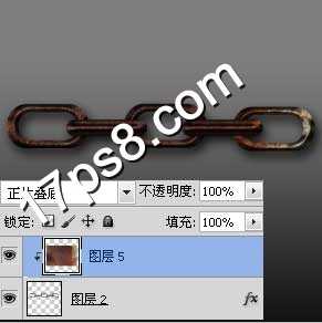 ‘photoshop设计制作出逼真的锈迹斑斑的铁链子‘
