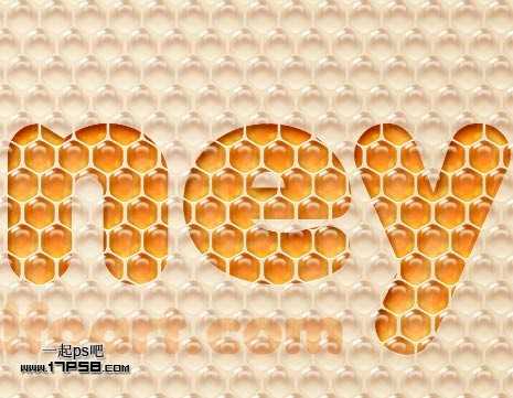 ‘photoshop利用图案及样式制作出非常可爱的橘黄色蜂窝水晶字‘