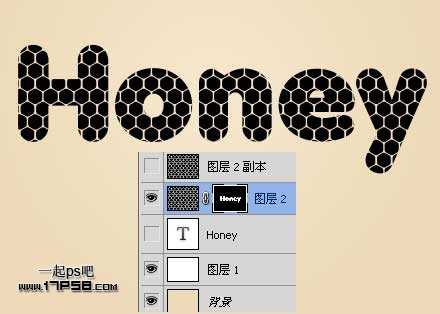 ‘photoshop利用图案及样式制作出非常可爱的橘黄色蜂窝水晶字‘