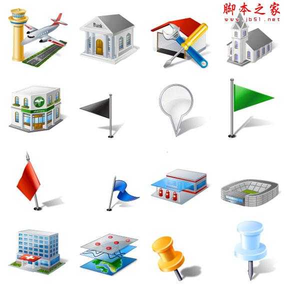 PS创建逼真的微缩世界 飞特网 PS鼠绘教程3D-bulding-transport-icons-map 技术分享