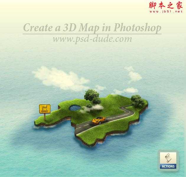 PS创建逼真的微缩世界 飞特网 PS鼠绘教程island-water-photoshop 技术分享