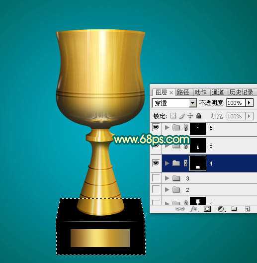 ‘Photoshop制作逼真华丽的金色奖杯‘