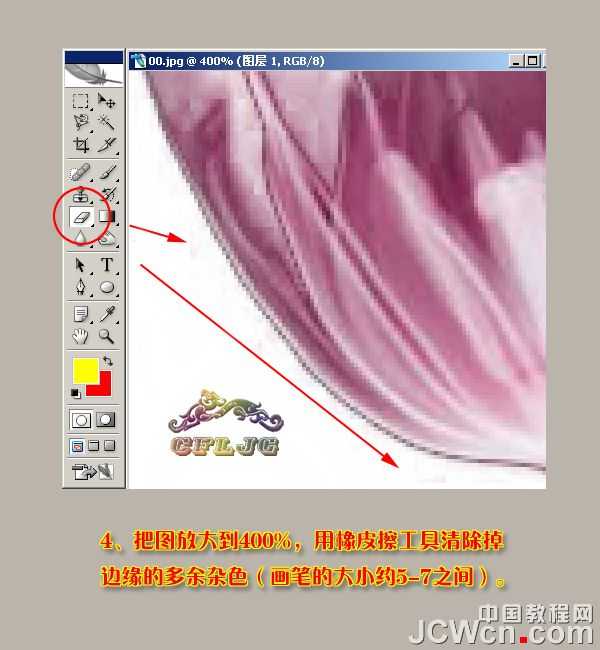 ‘Photoshop利用背景橡皮擦工具抠郁金香‘