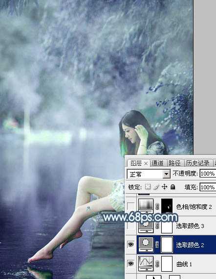 ‘Photoshop将河边美女图片打造唯美的淡冷色‘