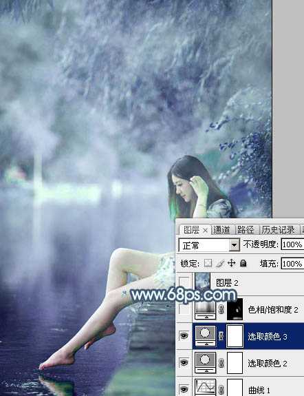 ‘Photoshop将河边美女图片打造唯美的淡冷色‘