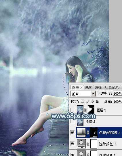 ‘Photoshop将河边美女图片打造唯美的淡冷色‘