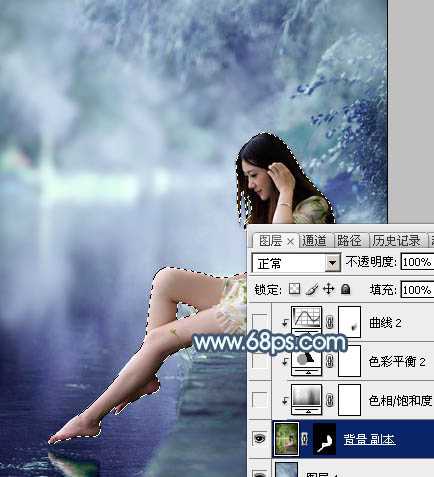 ‘Photoshop将河边美女图片打造唯美的淡冷色‘