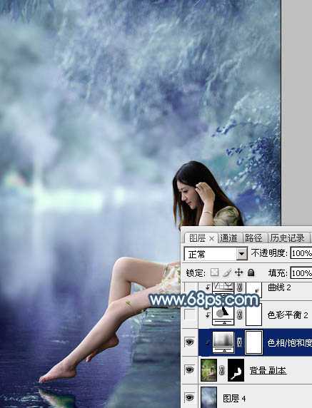 ‘Photoshop将河边美女图片打造唯美的淡冷色‘