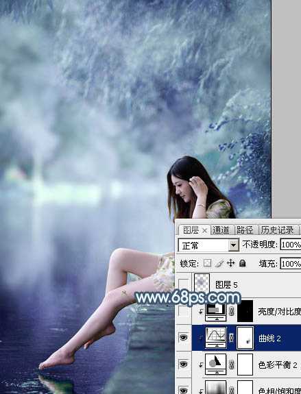 ‘Photoshop将河边美女图片打造唯美的淡冷色‘