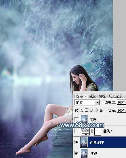 ‘Photoshop将河边美女图片打造唯美的淡冷色‘