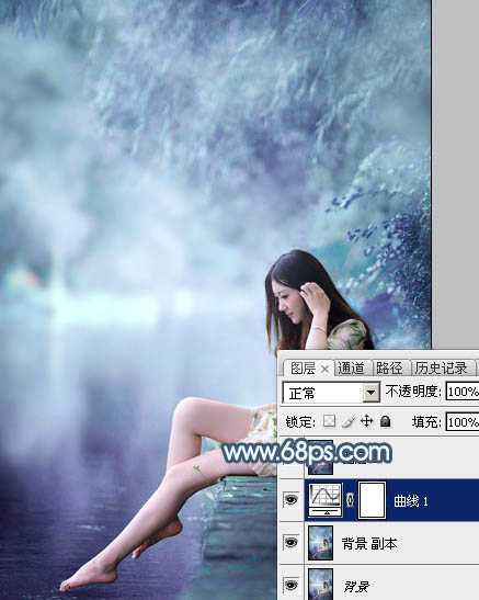 ‘Photoshop将河边美女图片打造唯美的淡冷色‘