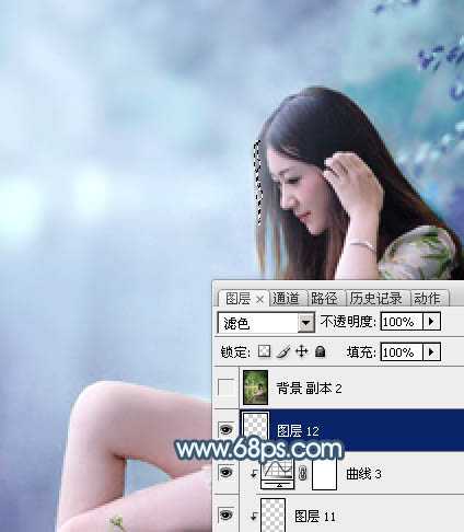‘Photoshop将河边美女图片打造唯美的淡冷色‘