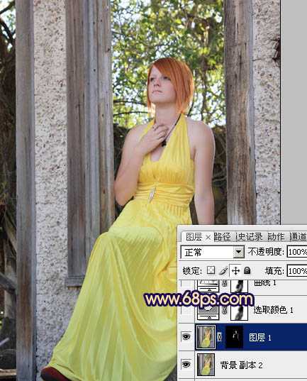 ‘Photoshop将窗户上女孩图片调制出柔美的橙蓝色‘