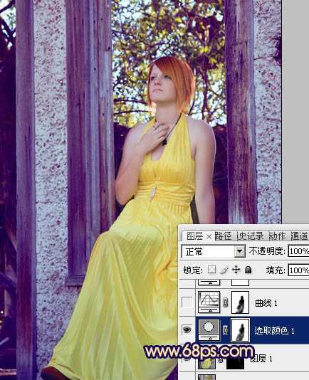 ‘Photoshop将窗户上女孩图片调制出柔美的橙蓝色‘