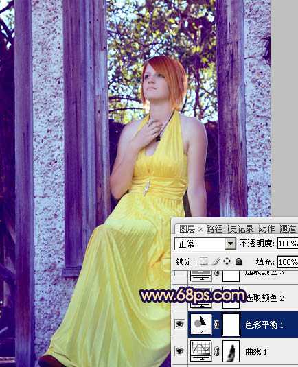 ‘Photoshop将窗户上女孩图片调制出柔美的橙蓝色‘