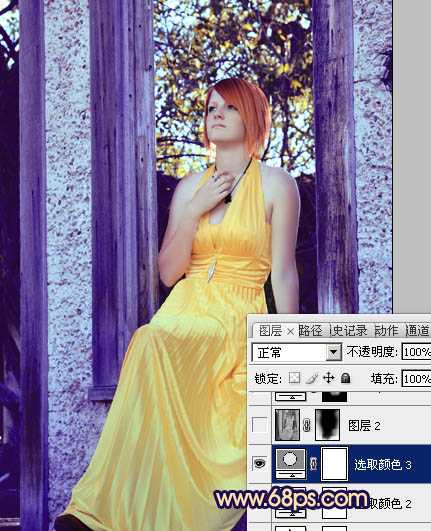 ‘Photoshop将窗户上女孩图片调制出柔美的橙蓝色‘