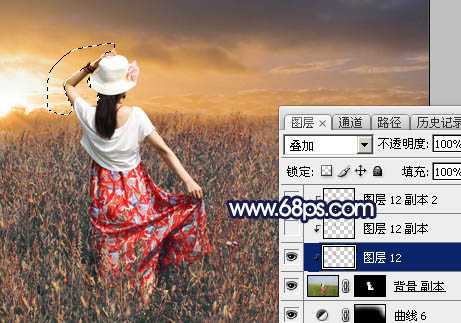 ‘Photoshop将草原人物图片增加大气的霞光效果‘