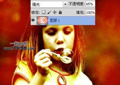 ‘photoshop将吹泡泡的女孩图片制作出复古效果‘