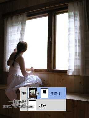 ‘photoshop合成美女临窗观看梦幻般的外景‘