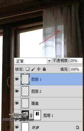 ‘photoshop合成美女临窗观看梦幻般的外景‘