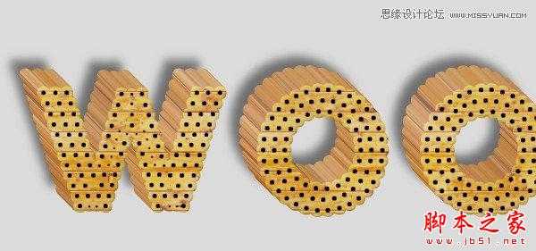 ‘Photoshop使用3D动作设计制作超酷的木纹立体字教程‘