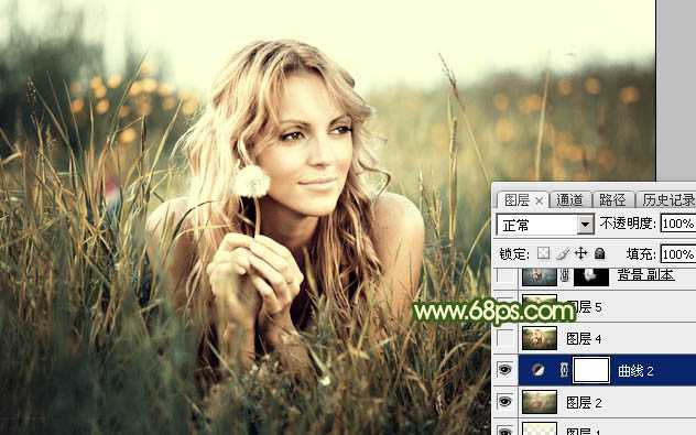 ‘Photoshop为草地人物图片打造暗调中性黄绿色‘